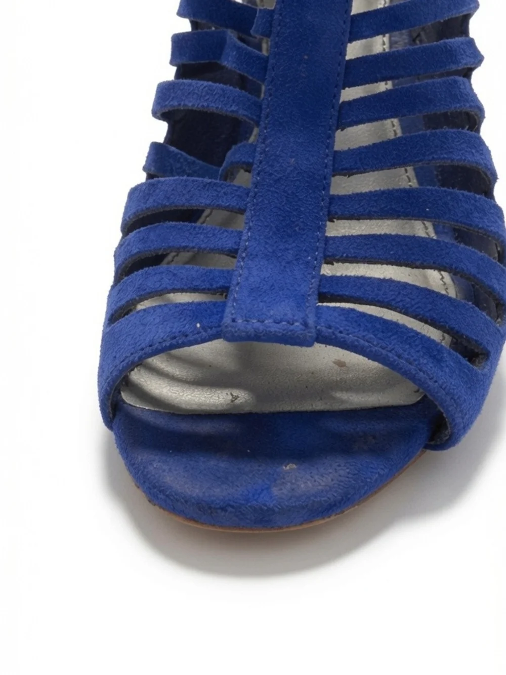 Coach and Four Cobalt Blue Suede Cage Heels Sandal Size 8